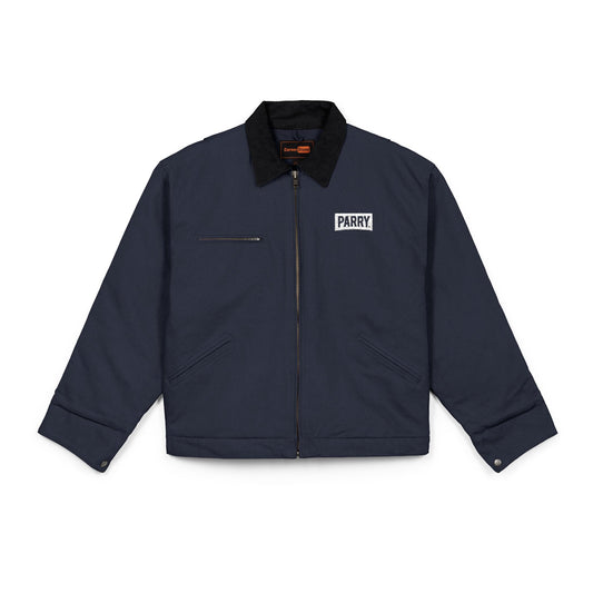 Classic Navy Duck Cloth Work Jacket with Embroidered 'PARRY' Patch