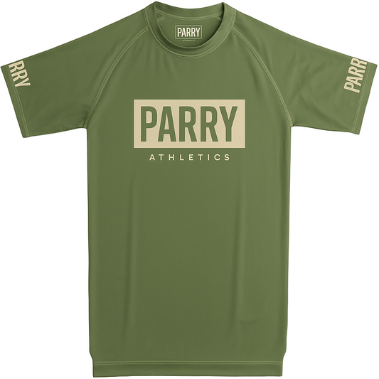 Olive Drab Parry Athletics Box Logo Rashguard
