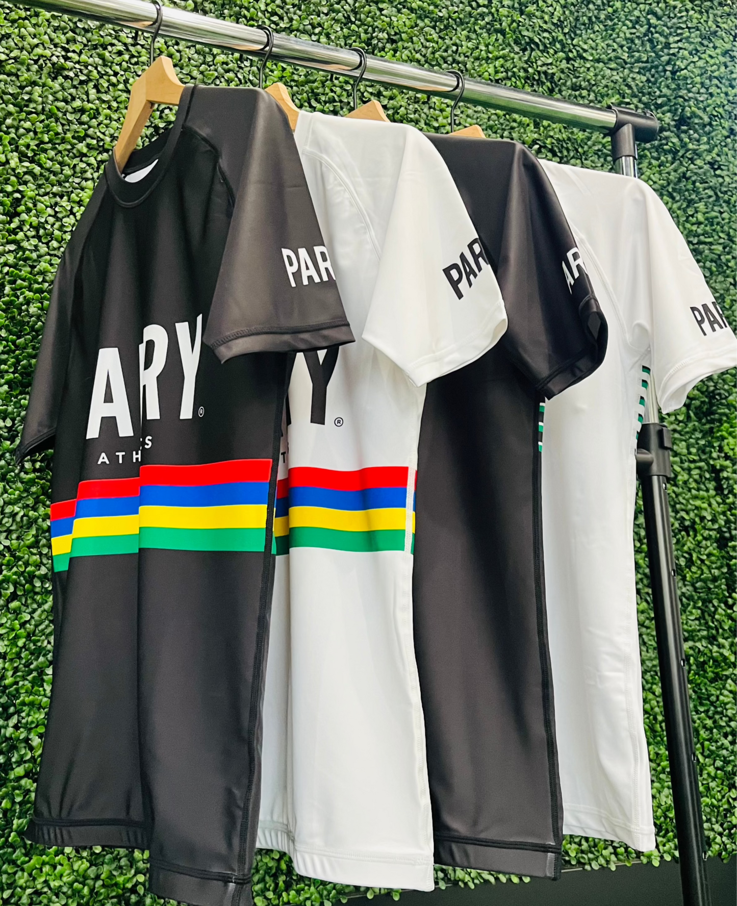 Tour de Parry - Rainbow Striped  Rashguard - Black