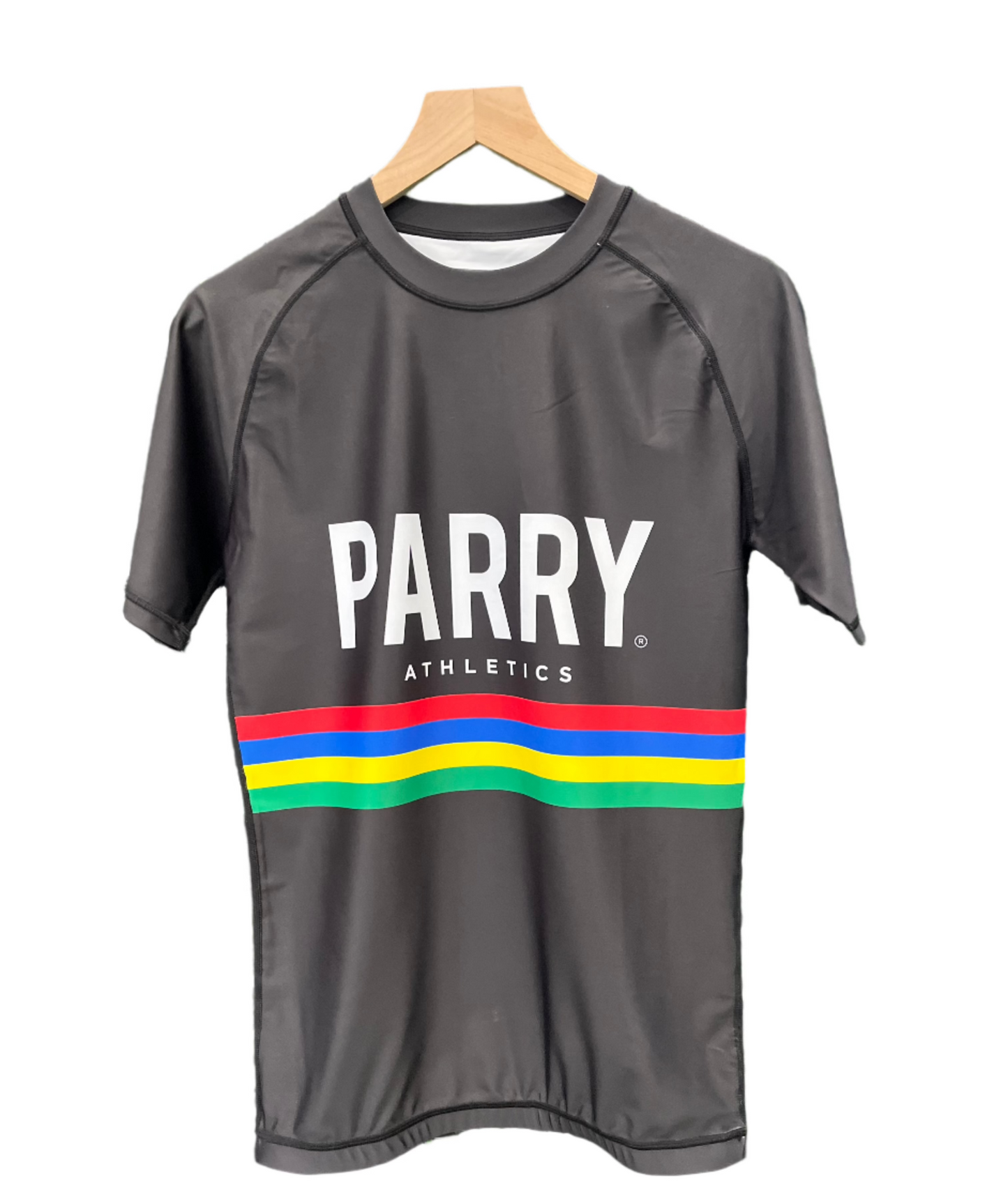 Tour de Parry - Rainbow Striped  Rashguard - Black