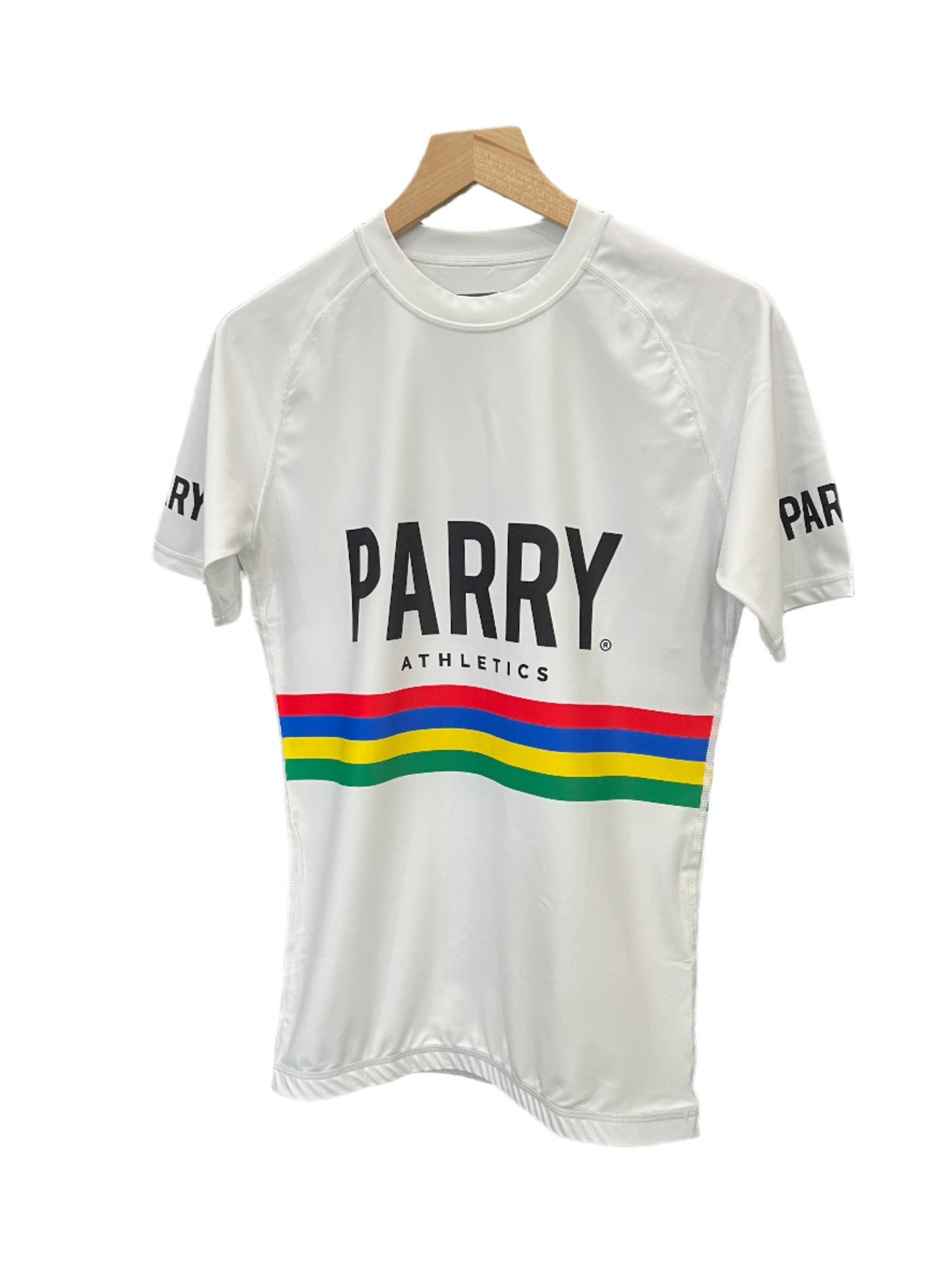 Tour de Parry - Rainbow Striped Rashguard - White