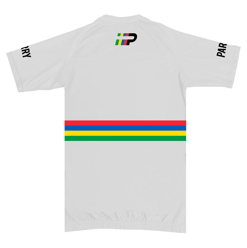 Tour de Parry - Rainbow Striped Rashguard - White